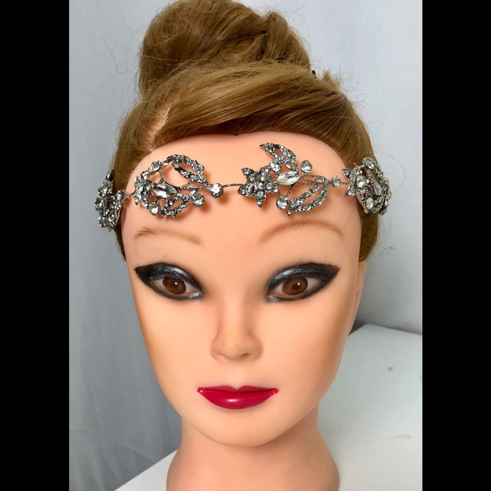 Crystal Tiara Headband Leaf Headpiece Vine bridal - Picture 3 of 8